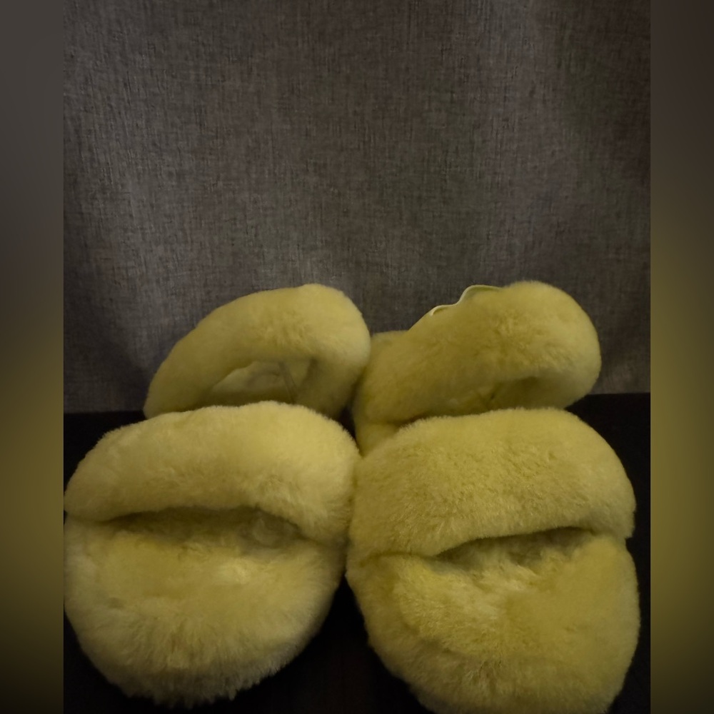 UGG Fluffy Yellow Slippers